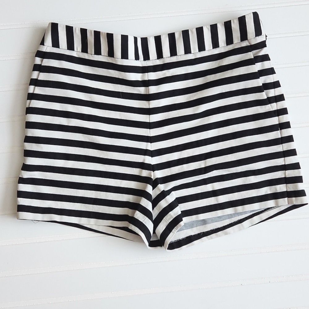 Express High Waist Shorts Black White Striped